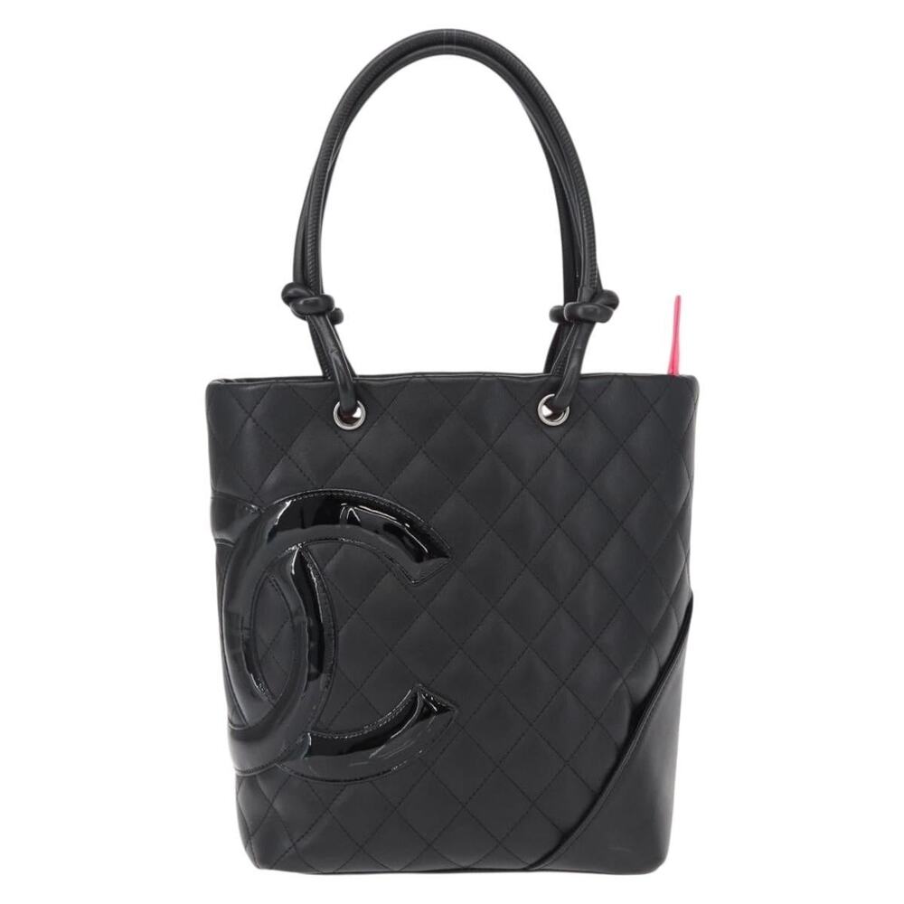 Chanel Leather Cambon Line Matelasse Tote Bag Black